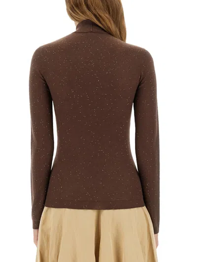Fabiana Filippi Wool Turtleneck Sweater In Brown
