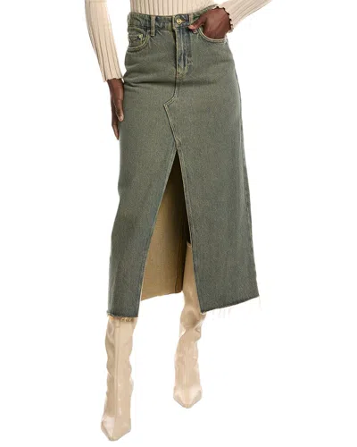 Ganni Maxi Grey Skirts With Slit At The Front In Blue