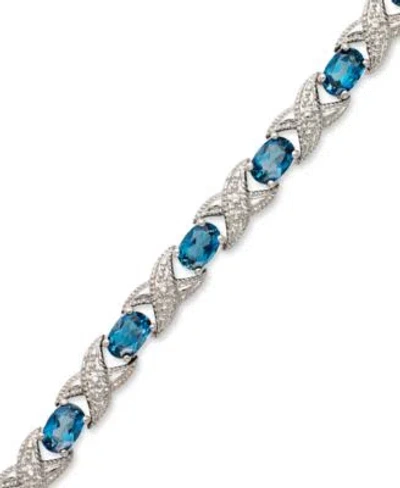 Macy's Semi Precious Stone Diamond Accent X0 Link Bracelet Collection In Sterling Silver In Purple