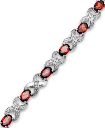 Macy's Semi Precious Stone Diamond Accent X0 Link Bracelet Collection In Sterling Silver In Purple