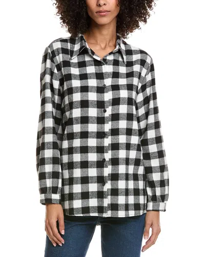 Vintage Havana Bear Applique Flannel Shirt In Black