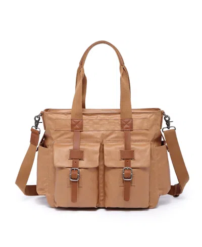 Tsd Brand Urban Light Coated Canvas Tote Bag In Brown
