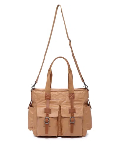 Tsd Brand Urban Light Coated Canvas Tote Bag In Brown