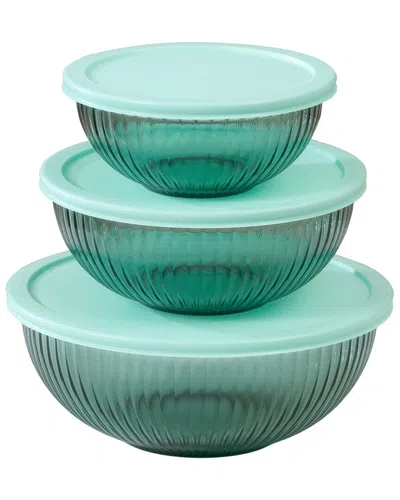 Genicook Borosilicate Glass Mixing Bowl Set In Blue