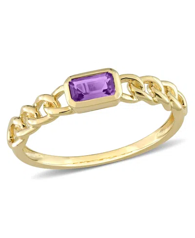 Macy's 10k Yellow Gold Or 10k Rose Gold Amethyst Link Ring In Gold