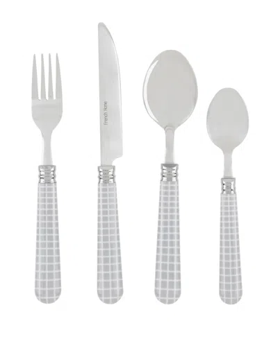 French Home Bistro Geometric Grid Stainless Steel 16 Piece Flatware Set, Service For 4