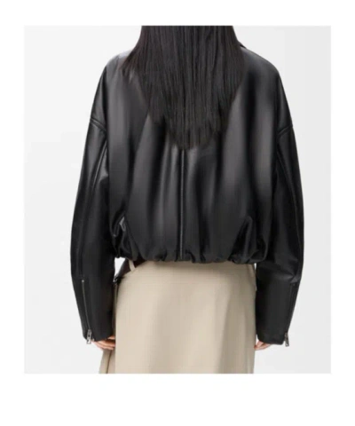 Loewe Long-sleeved Leather Jacket In Black