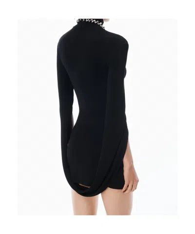 Alexander Wang Draped Asymmetric Minidress In Black
