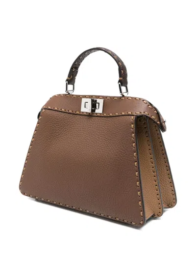 Fendi Brown Calf Leather Bags In Orange