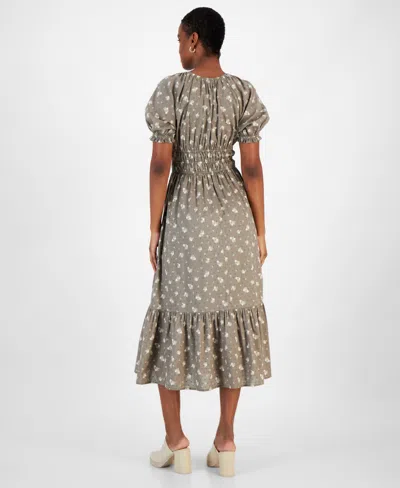 And Now This Women's Short-sleeve Clip-dot Midi Dress, Created For Macy's In Gray