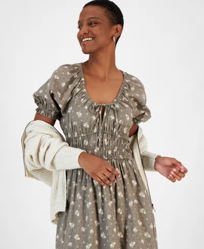 And Now This Women's Short-sleeve Clip-dot Midi Dress, Created For Macy's In Gray