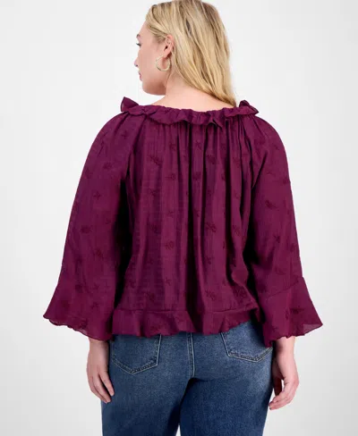And Now This Plus Size Bell-sleeve High-low Blouse, Exclusively At Macy's In Purple