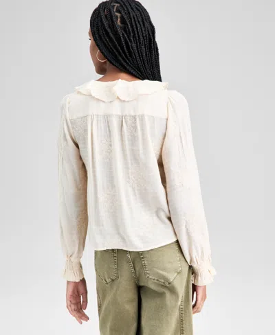 And Now This Women's Ruffle Front Long-sleeve Blouse, Exclusively At Macy's In Green