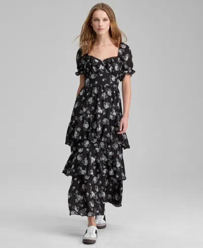 And Now This Women's Lace-trim Babydoll Maxi Dress, Macy's Exclusive In Black