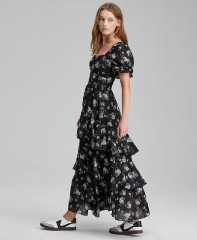 And Now This Women's Lace-trim Babydoll Maxi Dress, Macy's Exclusive In Black