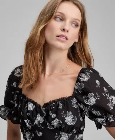 And Now This Women's Lace-trim Babydoll Maxi Dress, Macy's Exclusive In Black