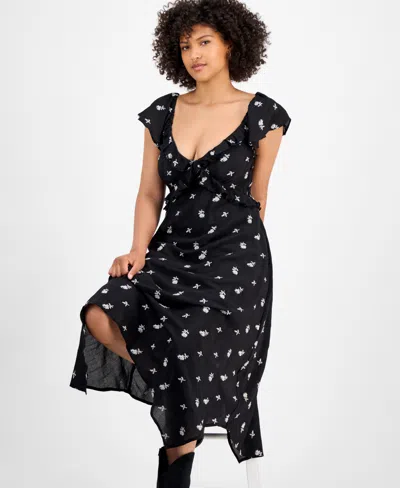 And Now This Petite Ruffled Handkerchief-hem Dress, Macy's Exclusive In Black