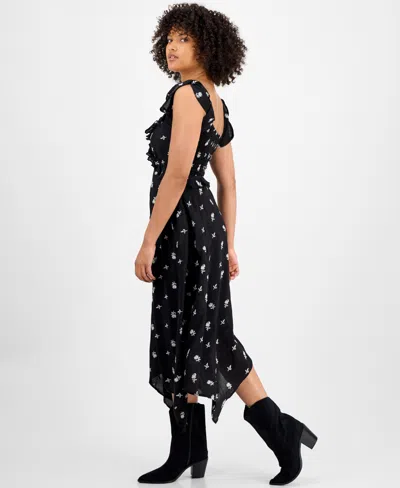 And Now This Petite Ruffled Handkerchief-hem Dress, Macy's Exclusive In Black