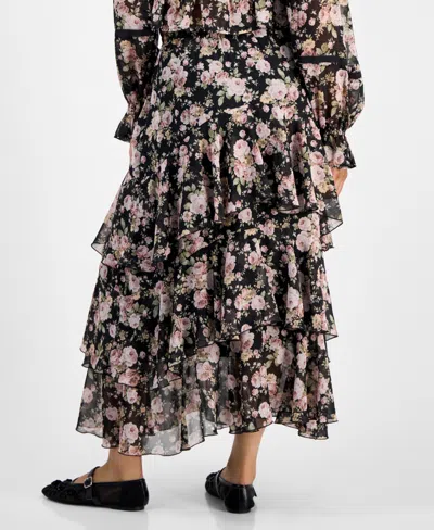 And Now This Petite Ruffle Set Tiered Skirt In Black