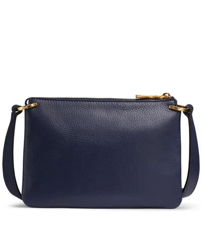 Donna Karan Glenwood Zippered Leather Crossbody With Tassel Detail In Blue