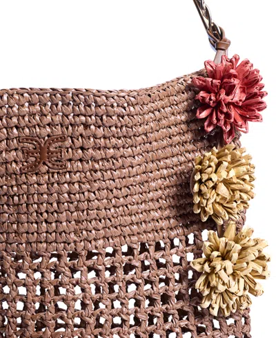 Sam Edelman Marcie Open Weave Raffia Bucket Bag In Brown