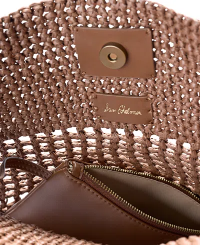 Sam Edelman Marcie Open Weave Raffia Bucket Bag In Brown