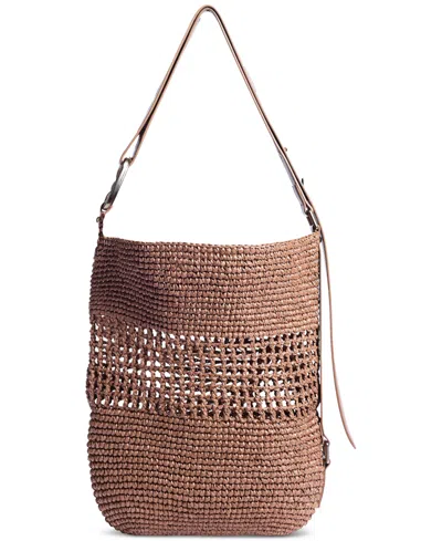 Sam Edelman Marcie Open Weave Raffia Bucket Bag In Brown