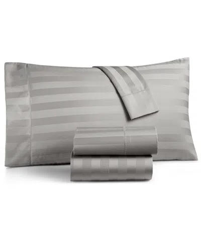 Charter Club 1.5" Stripe 550 Thread Count 100% Cotton 4-pc. Sheet Set, Queen, Exclusively At Macy's In Gray