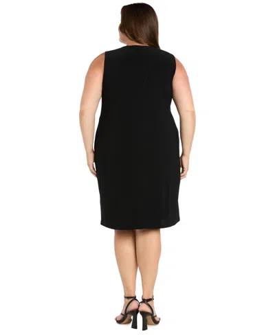 R & M Richards Plus Size Glitter Pull-on Jacket Dress In Black