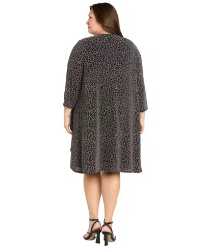R & M Richards Plus Size Glitter Pull-on Jacket Dress In Black