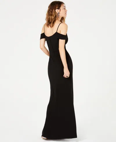 City Studios Juniors' Off-the-shoulder Gown In Black