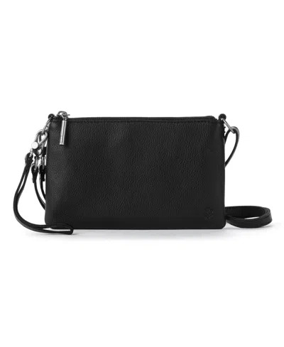 The Sak Vita Leather Zip Top Wristlet In Black