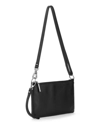 The Sak Vita Leather Zip Top Wristlet In Black