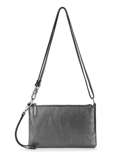The Sak Vita Leather Zip Top Wristlet In Gray
