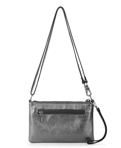 The Sak Vita Leather Zip Top Wristlet In Gray