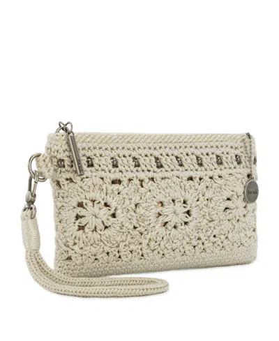 The Sak Vita Crochet Zip Top Wristlet In Brown