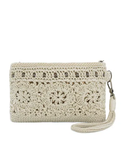 The Sak Vita Crochet Zip Top Wristlet In Brown