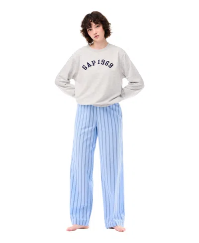 Gap Women's Long Sleeve Sleepwear Crewneck Pullover Top In Gray