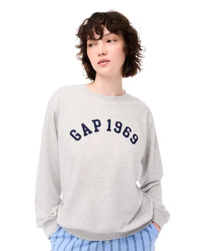 Gap Women's Long Sleeve Sleepwear Crewneck Pullover Top In Gray