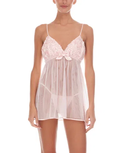 Flora By Flora Nikrooz Bellflower Babydoll Chemise 2pc Lingerie Set In Pink