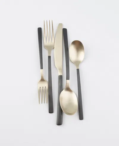 Cambridge Silversmiths Beacon Two Tone Black-gold Satin 20-piece Flatware Set, Service For 4