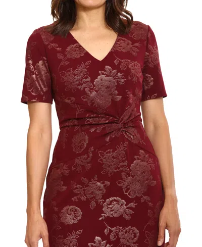 London Times Petite Twist-waist Flounce-hem Midi Dress In Blue