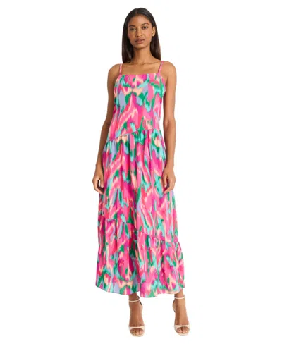 Donna Morgan Women's Sleeveless Straight-neck Maxi Dress In Multi