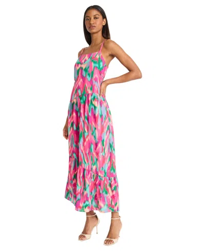 Donna Morgan Women's Sleeveless Straight-neck Maxi Dress In Multi