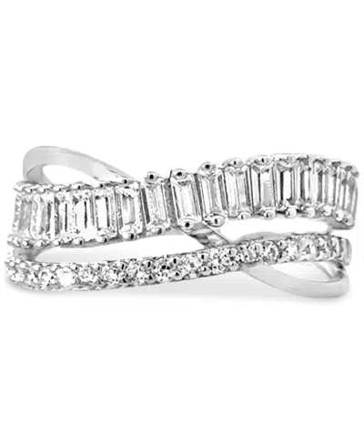 Giani Bernini Cubic Zirconia Double Row Ring, Created For Macy's In Metallic
