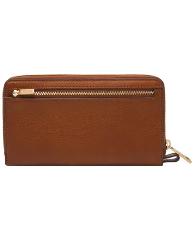 Fossil Liza Zip Around Clutch Wallet In Brown