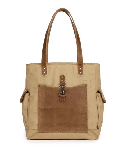 Tsd Brand Valley And Sky Canvas Tote Bag In Brown