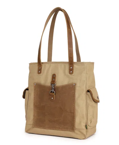 Tsd Brand Valley And Sky Canvas Tote Bag In Brown