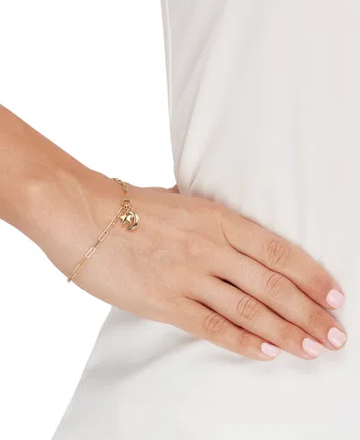 Macy's Moon & Star Charm Bracelet In 10k Gold In Gold