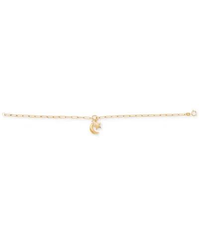 Macy's Moon & Star Charm Bracelet In 10k Gold In Gold